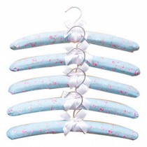 Set Of 5 Pastoral High-grade Printed Cotton Cloth Lace Hangers Blue Lover Garden