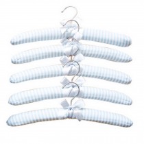 Set Of 5 Pastoral High-grade Printed Cotton Cloth Hangers Blue And White Stripes