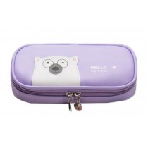 Funny Expression Purple Multifunctional Simple Pupil Large Capacity  Pencil Case