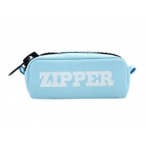 Blue Creative Small Fresh Large Capacity Solid Color Canvas Zipper Pencil  Cases
