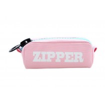 Pink Attractive Small Fresh Large Capacity Solid Color Canvas Zipper Pencil Case