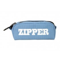 Navy Blue Cute Small Fresh Large Capacity Solid Color Canvas Zipper Pencil Cases