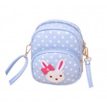 Cute Blue Polka Dots Rabbit School Bag Travel Shoulder Bag Kids Backpack Purses