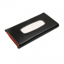 Luxury Carbon Fiber Car Visor Tissue Case Tissue Holder (23*12*4CM,Black/Orange)