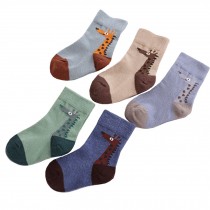 5 Pairs of Cozy Soft Kids Products Comfortable Wear Unisex  Durable Cotton  Socks, 2-3 years??giraffe