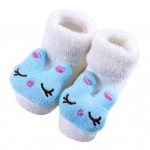 2 Pairs of Cozy Designer Unisex-Baby Cotton Socks Baby Gifts ,  White Blue Rabbit