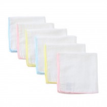 Set of 6 Baby White Handkerchiefs Small Squares Gauze Cloth Handkerchief