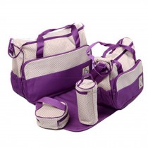 Functional Waterproof Diaper Tote Bags For Mummy With 5 Pieces Set Purple