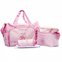 Waterproof Diaper Tote Bags With Ladybug Pattern 4 Pieces Set Pink