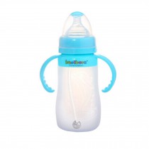 Baby Bottles First Cup Trainer Plastic Nurser With Latex Nipple,240mL,Blue