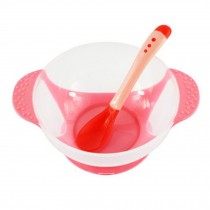 Baby Suction Bowl/ Feeding Bowl And Spoon Set, Pink