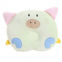 Adorable Soft Newborn Baby Anti-roll Pillow Prevent Flat Head-Lovely Pig,Green