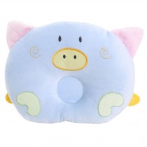 Adorable Soft Newborn Baby Anti-roll Pillow Prevent Flat Head-Lovely Pig,Blue