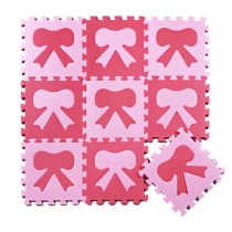 Colorful Waterproof Baby Foam Playmat Set-10pc, Red/ Pink Bow