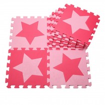 Colorful Waterproof Baby Foam Playmat Set-10pc, Red/Pink Five-pointed Star