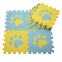 Colorful Waterproof Baby Foam Playmat Set-10pc, Blue/Yellow Foot