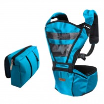 Double Shoulder Baby Carrier Hip Seat Carrier/Backpack With Waist Bag Blue