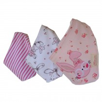 Lovely Baby Feeding Bandana Bibs for Babies and Toddlers Set of 3(Pink Rabbit)