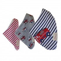 Lovely Baby Feeding Bandana Bibs for Babies and Toddlers Set of 3(fire truck)