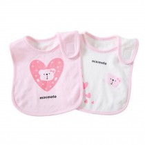 Set of 2 Lovely Baby Feeding Bandana Bibs Super Absorbent Cotton Bibs,Pink Bear