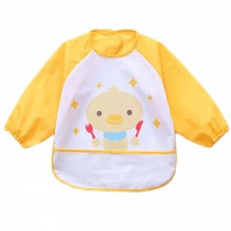 Lovely Waterproof Baby Feeding Clothes Long-sleeved Baby Bibs Yellow