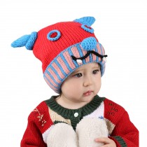 Cute Ox Horn Baby Infant Knit Crochet Winter Warm Cap Hat 6-36 Months Red