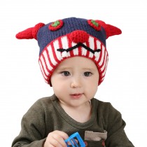 Cute Ox Horn Baby Infant Knit Crochet Winter Warm Cap Hat 6-36 Months Navy