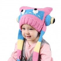 Cute Robot Baby Infant Knit Crochet Winter Warm Cap Hat 3-36 Months Pink