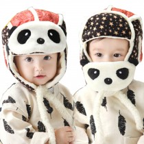 Cute Panda Baby Infant Winter Warm Cap Hat With Mask Red