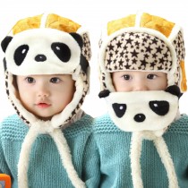 Cute Panda Baby Infant Winter Warm Cap Hat With Mask Yellow