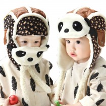 Cute Panda Baby Infant Winter Warm Cap Hat With Mask Coffee