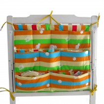Cute  Baby Crib Hanging Diaper Bag Storage Bag Baby Room Decor,Multicolor Stripe