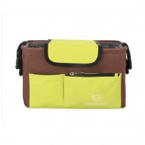 [Coffee/Yellow]Utility Stroller Hanging Bag Baby Items Storage Bag Organizer
