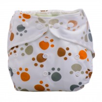 Summer Grid Baby Cloth Diaper Cover Adjustable Size Cute  Dog Paws Pattern