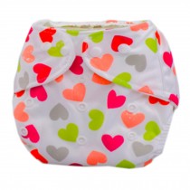 Summer Grid Baby Cloth Diaper Cover Adjustable Size Loving Heart Pattern