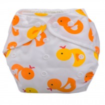 Summer Grid Baby Cloth Diaper Cover Adjustable Size Yellow Ducks Pattern