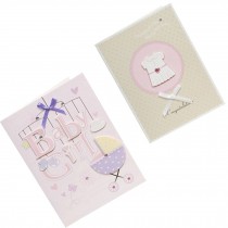 Lovely Baby Thank You Cards Baby Shower Set of 10 3D Cards,Pink&Brown