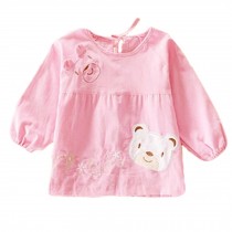 Lovely Girl Smocks Baby Feeding Clothes Baby Bibs Cute Bear ,Pink