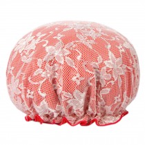 Red Fashional Embroidery Bathing Cap Shower Cap Double Layers Bath Cap
