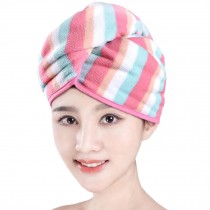 Super-Absorbent Dry Hair Cap Shower Cap Female Dry Hair Towel Pink Stripe