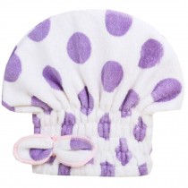 Super-Absorbent Dry Hair Cap Shower Cap Female Dry Hair Towel Purple Dot