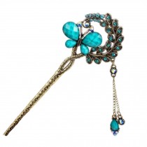 Retro Hair Decor Hair Stick Chinese-style Traditional Tassels Hair Clip Hair Pin #04 Blue