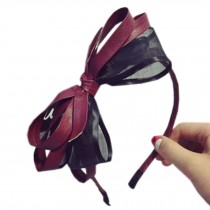 Girls Retro Multi-layer Bowknot headdress Hair Band Hoop Hairband Antislip Headband, Red Wine