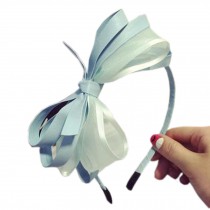 Girls Retro Multi-layer Bowknot headdress Hair Band Hoop Hairband Antislip Headband, Sky Blue