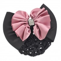 Fashionable Snood Net Hair Pin Bowtie Spring Clip Barrette Hair Clip , Pink
