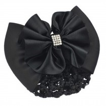 Fashionable Snood Net Hair Pin Bowtie Spring Clip Barrette Hair Clip , Black