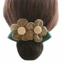 Retro Handicrafts Flower Ladies Bowtie Mesh Elastic Bun Cover Hairnets Hair, 1 with Fine Mesh