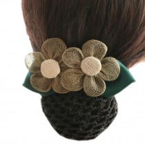 Retro Handicrafts Flower Ladies Bowtie Mesh Elastic Bun Cover Hairnets Hair, 1 with Rough Mesh