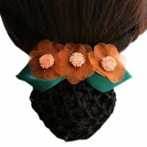Retro Handicrafts Flower Ladies Bowtie Mesh Elastic Bun Cover Hairnets Hair, 5 with Rough Mesh
