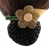 Retro Handicrafts Flower Ladies Bowtie Mesh Elastic Bun Cover Hairnets Hair, 2 with Rough Mesh